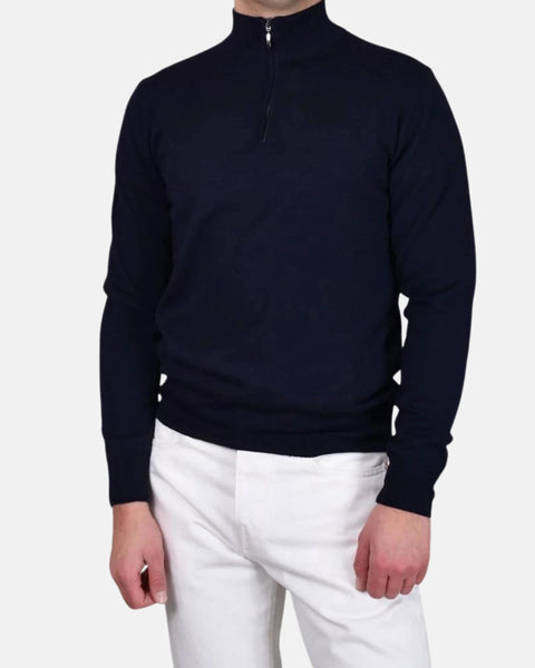 Merino 12 GG Half Zip - Navy - MagliaStudio - Knitwear