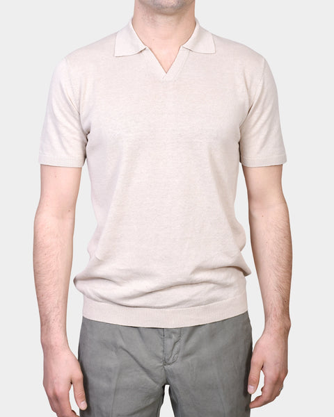 Open Polo Linen Blend - Beige - MagliaStudio - Polotröjor