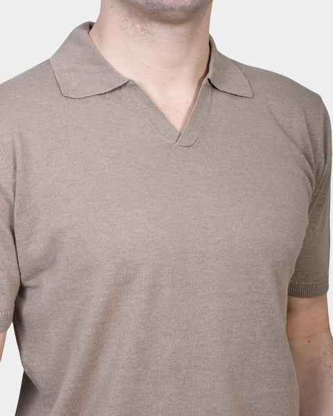 Open Polo Linen Blend - Brown - MagliaStudio - Polotröjor