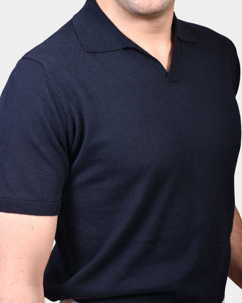 Open Polo Linen Blend - Navy - MagliaStudio - Polotröjor