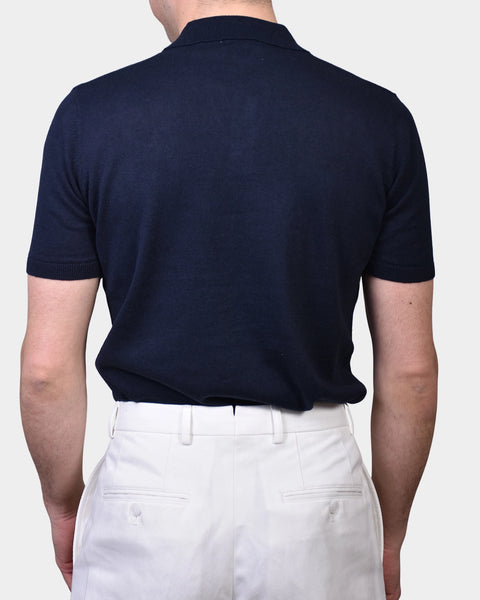 Open Polo Linen Blend - Navy - MagliaStudio - Polotröjor