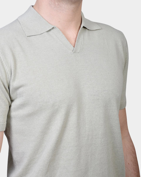 Open Polo Linen Blend - Water Green - MagliaStudio - Polotröjor