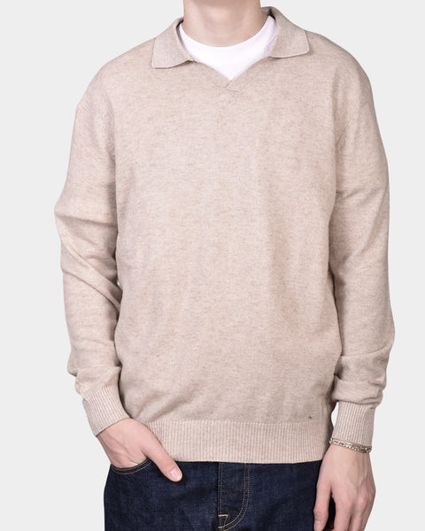 Open Polo Long Sleeve Cash/Blend - NATURAL - MagliaStudio - Knitwear
