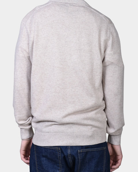 Open Polo Long Sleeve Cash/Blend - NATURAL - MagliaStudio - Knitwear