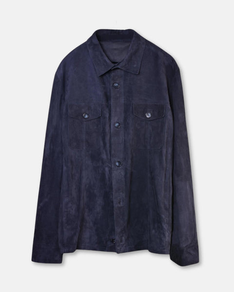 Overshirt Suede Leather - Navy - MagliaStudio - Jackor