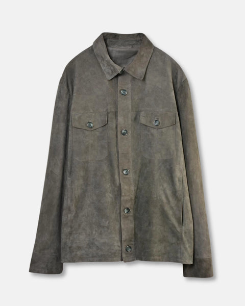 Overshirt Suede Leather - Olive - MagliaStudio - Jackor