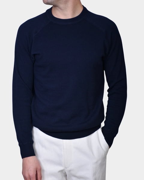 Raglan Cotton Knit - Navy - MagliaStudio - Knitwear
