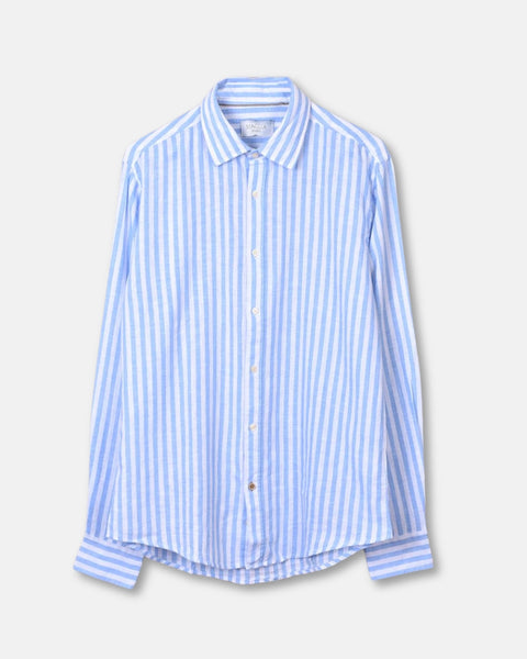 Shirt Striped Cotton/Linen - Light Blue - MagliaStudio - Skjortor