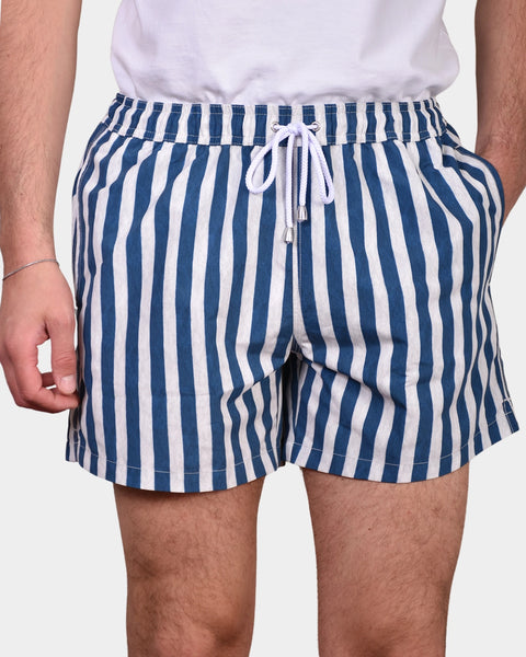 Swim Trunks Stripe - White Navy - MagliaStudio - Shorts