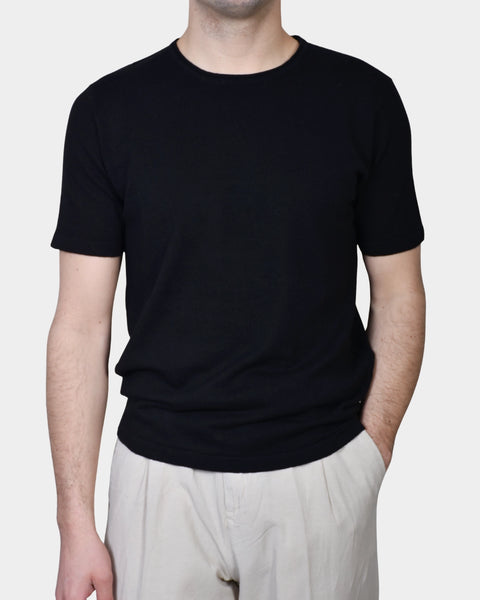 T-shirt Knit Linen Blend - Black - MagliaStudio - T-Shirt