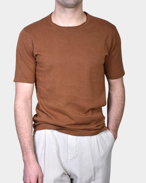 T-shirt Knit Linen Blend - Caffe - MagliaStudio - T-Shirt