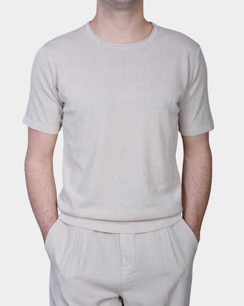 T-shirt Knit Linen Blend - Beige - MagliaStudio - T-Shirt