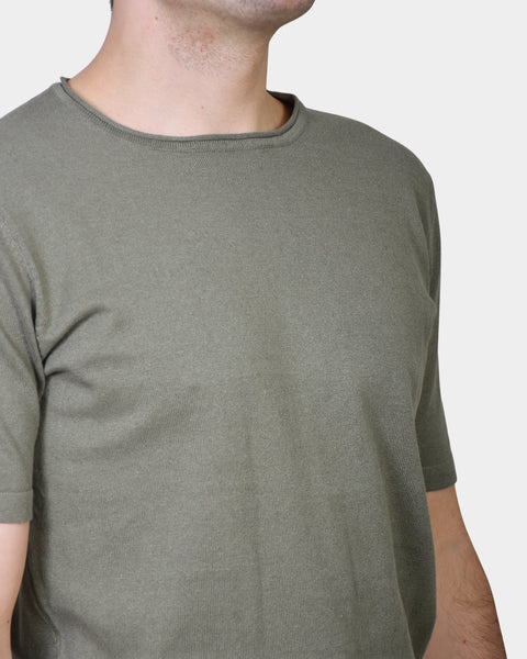 T-shirt Knit Linen Blend - Green - MagliaStudio - T-Shirt