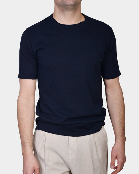 T-shirt Knit Linen Blend - Navy - MagliaStudio - T-Shirt