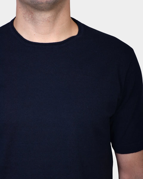 T-shirt Knit Linen Blend - Navy - MagliaStudio - T-Shirt
