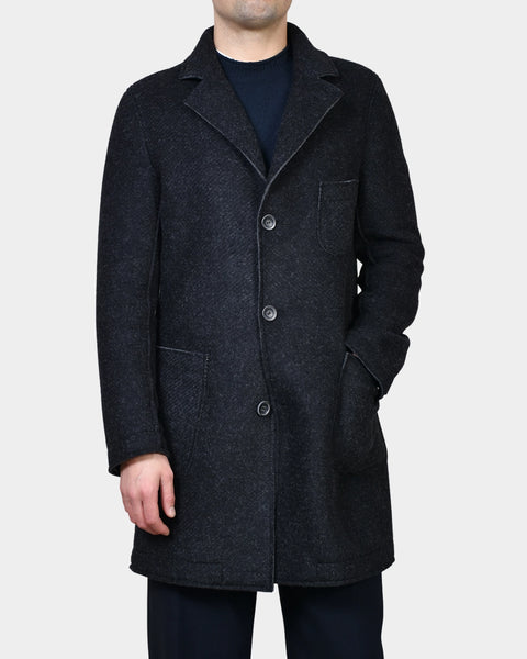 Two Color Boiled Wool Coat - Black - MagliaStudio - Rockar