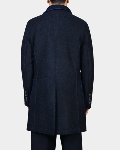Two Color Boiled Wool Coat - Navy - MagliaStudio - Rockar