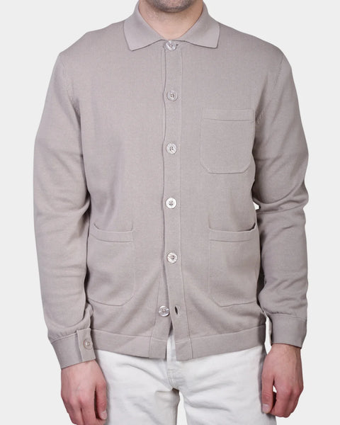 New Knitted Overshirt Pocket - Taupe - MagliaStudio - Knitwear