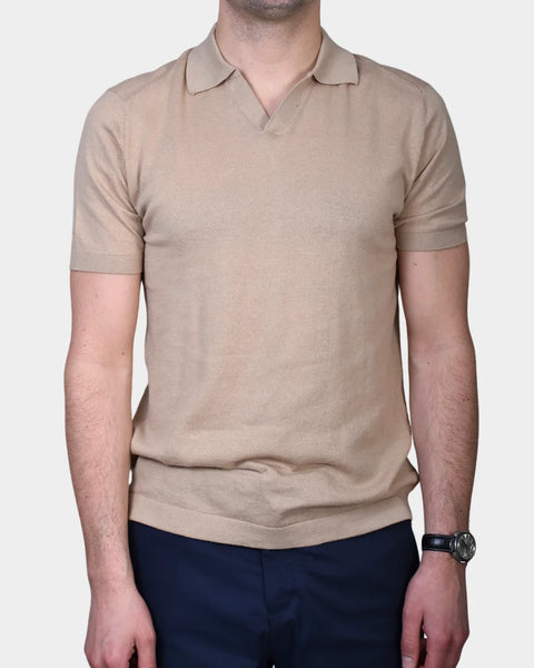Open Polo Knitted 14 GG - Beige - MagliaStudio - Polotröjor