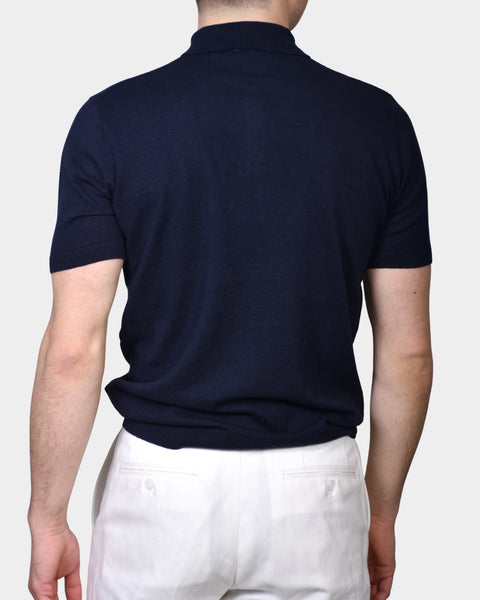 Polo Button Linen Blend - Navy - MagliaStudio - Polotröjor